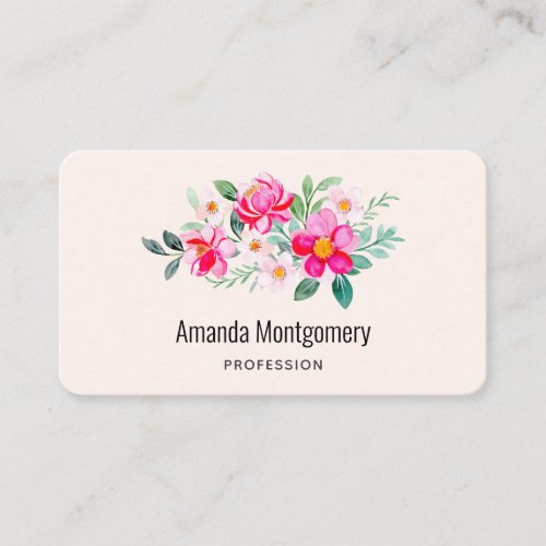 Playful Pretty Pink Flower Bouquet Business Card