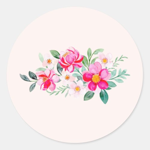 Playful Pretty Pink Flower Bouquet Classic Round Sticker