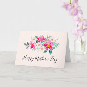 Playful Pretty Pink Flower Bouquet Mother's Day Card