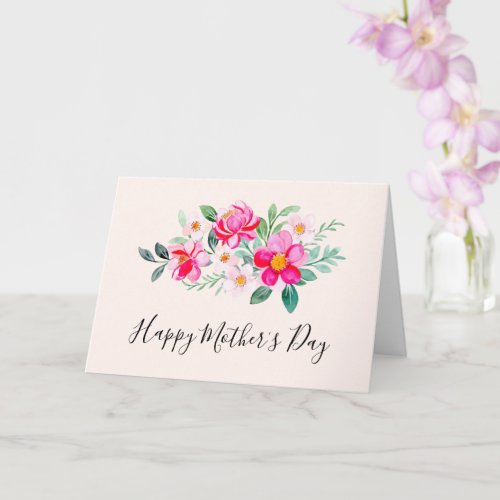 Playful Pretty Pink Flower Bouquet Mothers Day Card