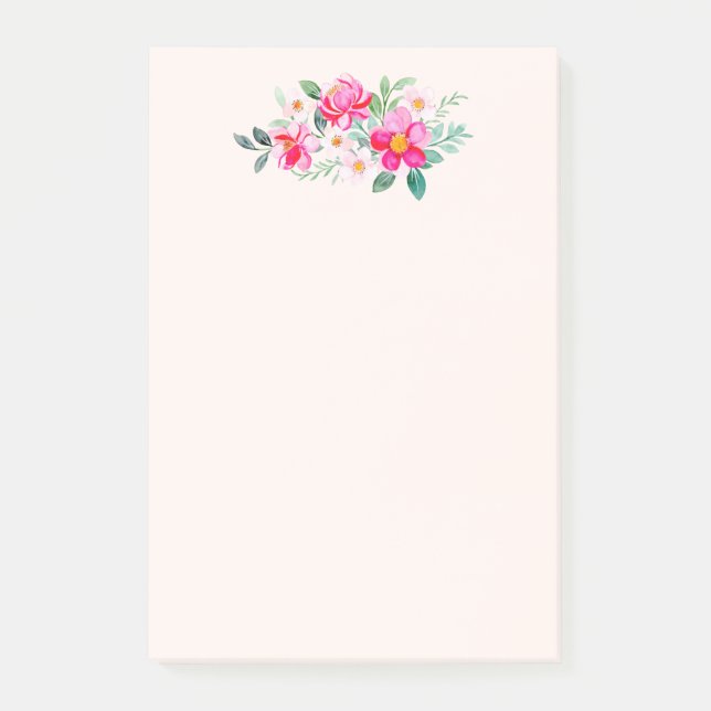 Playful Pretty Pink Flower Bouquet Post-it Notes (Front)