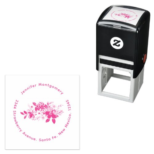 Playful Pretty Pink Flower Bouquet Self_inking Stamp