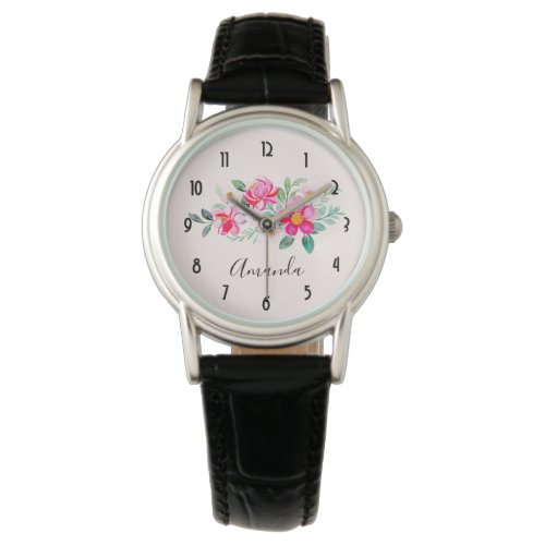  Playful Pretty Pink Flower Bouquet Watch