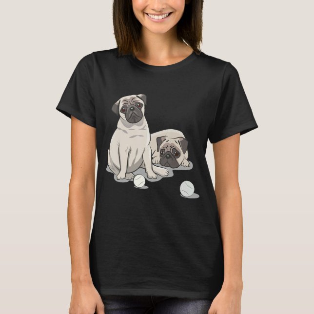 Playful Pug Design T-Shirt (Front)