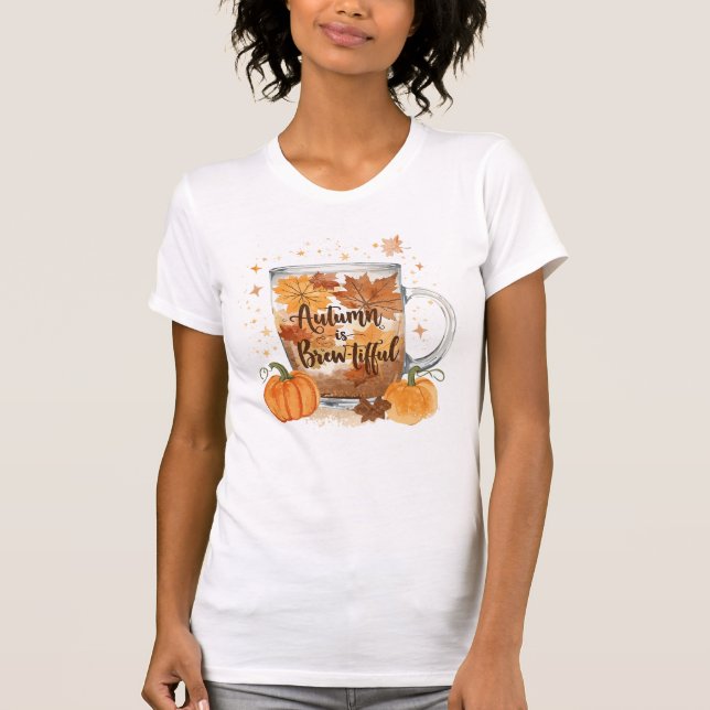Playful Pumpkin Spice Fall Illustration for Cozy T-Shirt (Front)