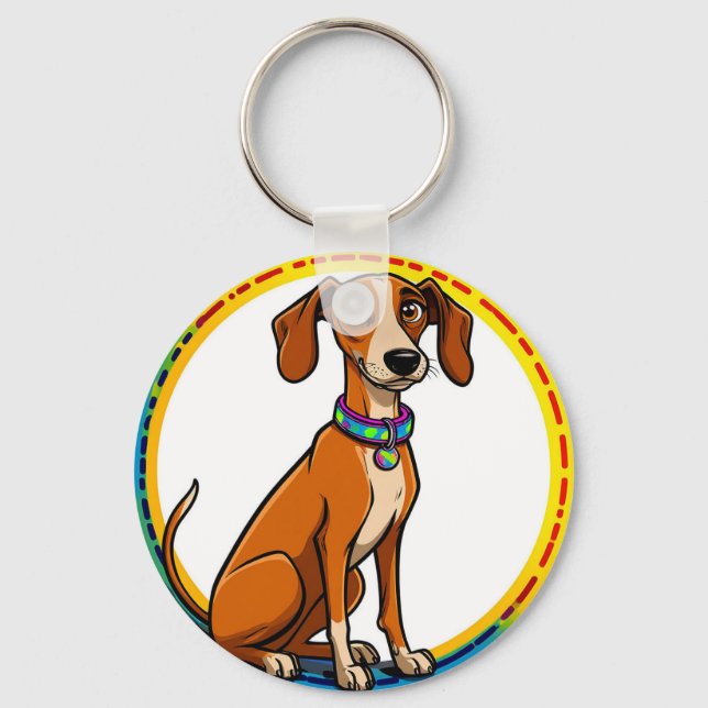 🐶 Playful Pup In Circle Frame For Daily Carry 🐶 Keychain (Front)