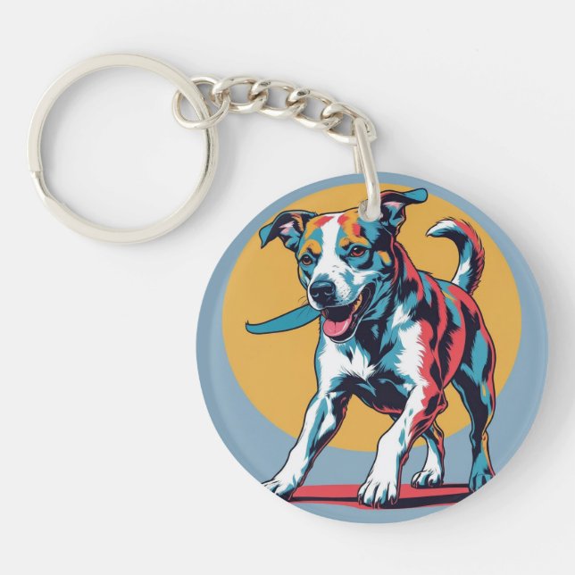 Playful Pup  Keychain (Front)
