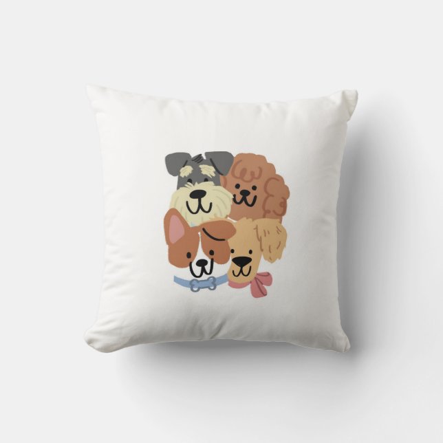 Playful Puppies Pattern Decorative Pillow (Front)