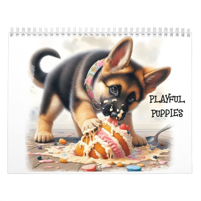 Playful Puppies Twelve Month Calendar (Cover)