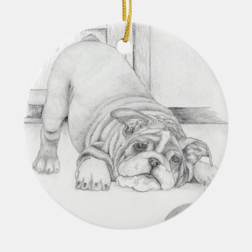 Playful Puppy Ceramic Ornament