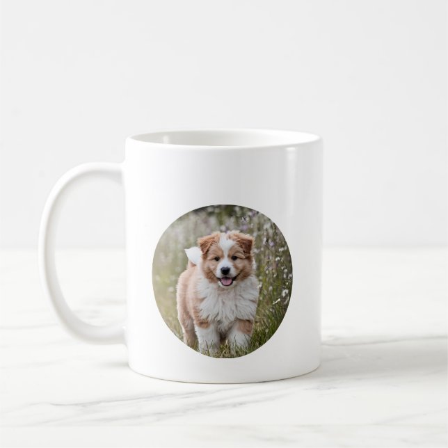 Playful Puppy in a Flower Field Coffee Mug (Left)