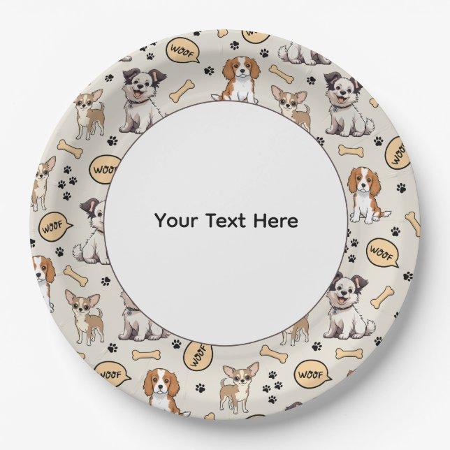 Playful Puppy Parade Paper Plates (Front)