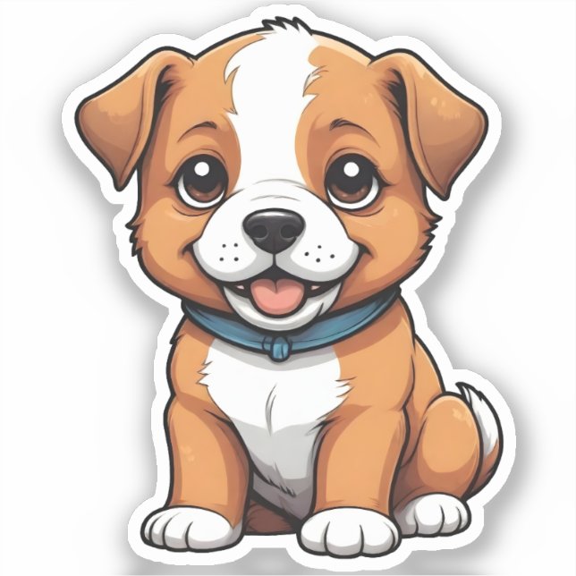 Playful Puppy with Tongue Out Sticker (Front)