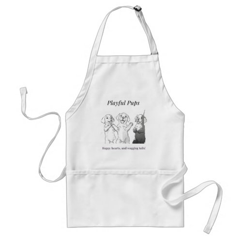 Playful pups happy hearts and wagging tails adult apron