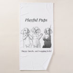 Playful pups, happy hearts, and wagging tails bath towel set