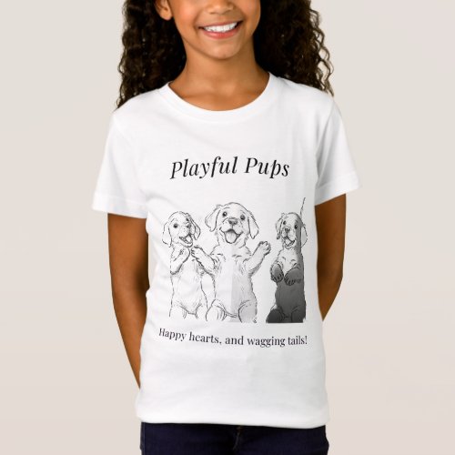 Playful pups happy hearts and wagging tails T_Sh T_Shirt