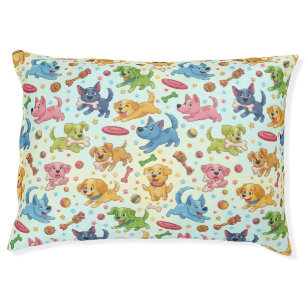 Playful Pups & Toys Whimsical Custom Dog Bed