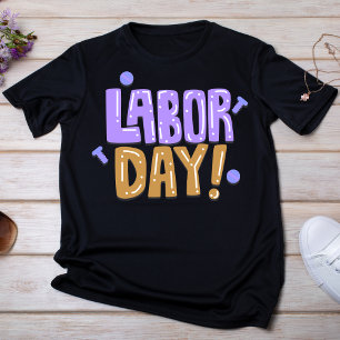 Playful Purple and Brown Labor Day T-Shirt