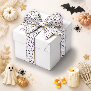 Playful Purple Bat & Web Halloween Satin Ribbon