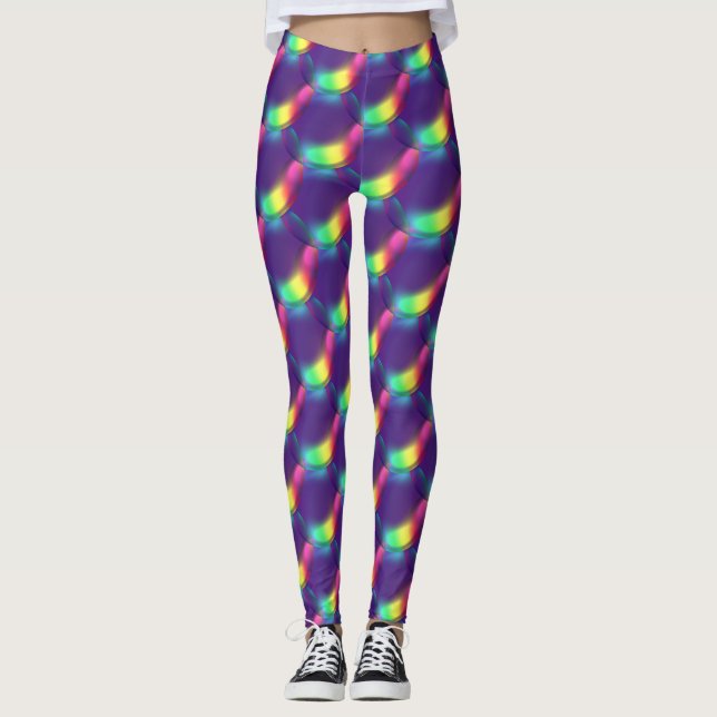 Playful Purple Color Soap Bubbles Pattern Party  Leggings (Front)