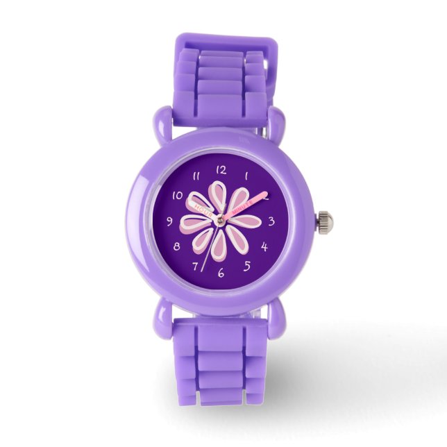 Playful Purple Flower Doodle Watch (Front)