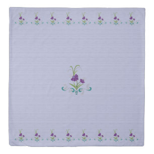 Playful Purple Flower w/ Tumbling Teal Swirls.Quee Duvet Cover