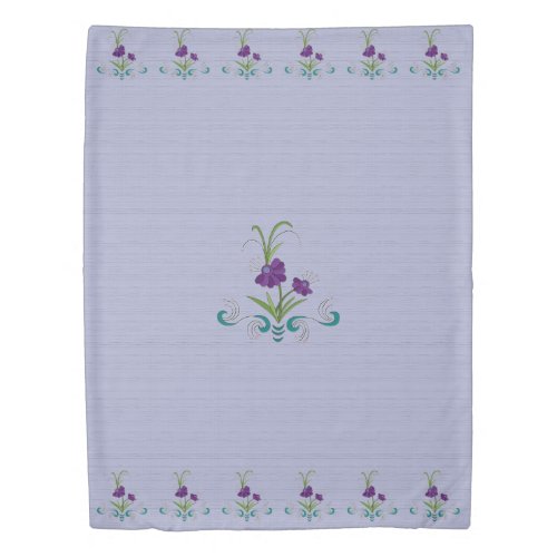 Playful Purple Flower wTumbling Teal Swirls Twin Duvet Cover