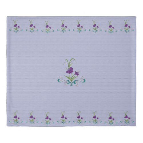 Playful Purple Flower with Tumbling Teal Swirls Du Duvet Cover