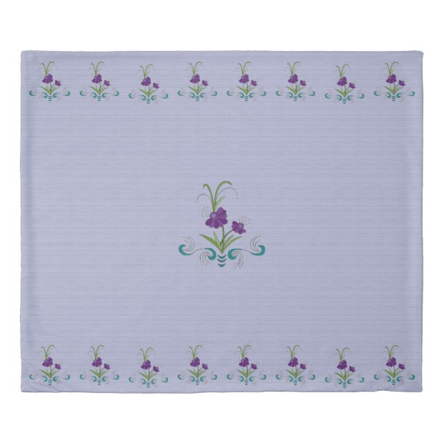 Playful Purple Flower with Tumbling Teal Swirls Du Duvet Cover (Front)
