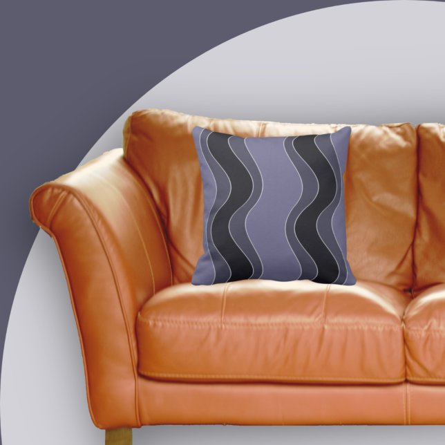 Playful Purple Wavy Ripple Pattern Throw Pillow (Creator Uploaded)