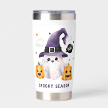 Playful Purple Witch Hat Ghost Halloween Tumbler