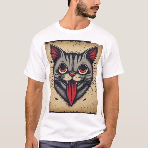 Playful Purrfection Cat with Tongue Out T_shirt