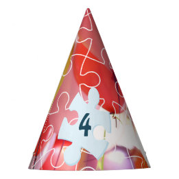Playful Puzzle 4th Birthday Party Hat