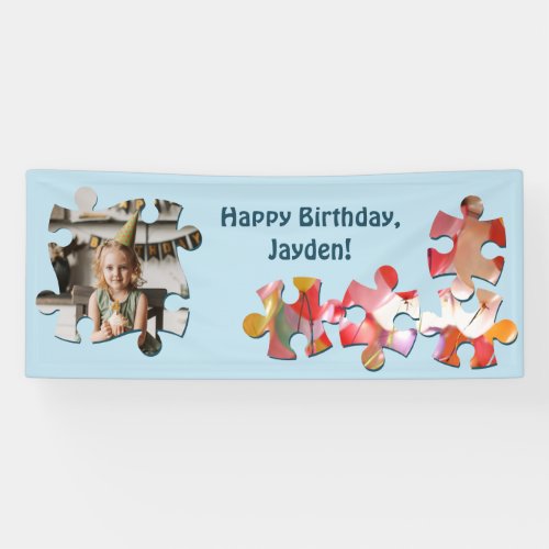 Playful Puzzle Balloon Happy Birthday Party Banner