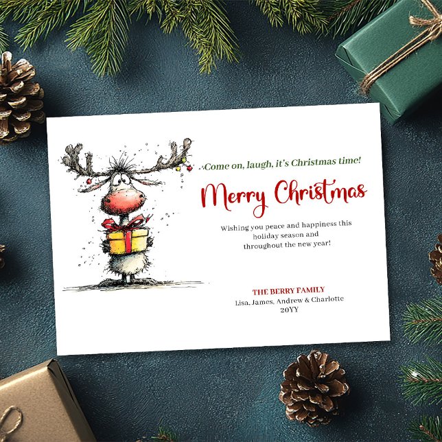 Playful quirky reindeer Christmas greeting card (Playful quirky reindeer Christmas greeting card

)