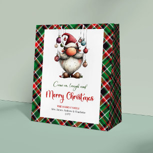 Playful Quirky Santa Classic Red Green Gift Bag