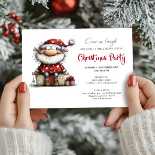 Playful Quirky Santa Hand Drawn Party Invitation