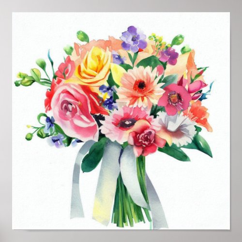  Playful Rainbow Attendants Bouquet D Poster