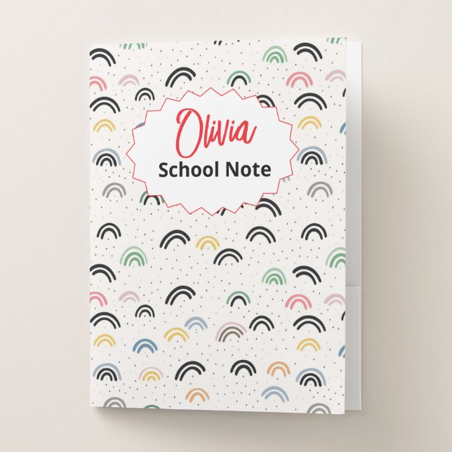 Playful Rainbow Back to School Supplies Teachers Pocket Folder (Front)
