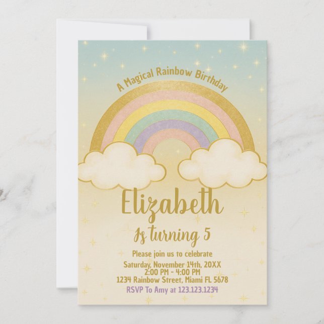 Playful Rainbow Birthday Invitation (Front)