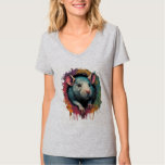 Playful Rat in Paint Splatter Women&#39;s T-Shirt