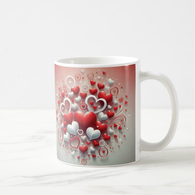  Playful Red and White Hearts Valentine’s Day Coffee Mug (Right)