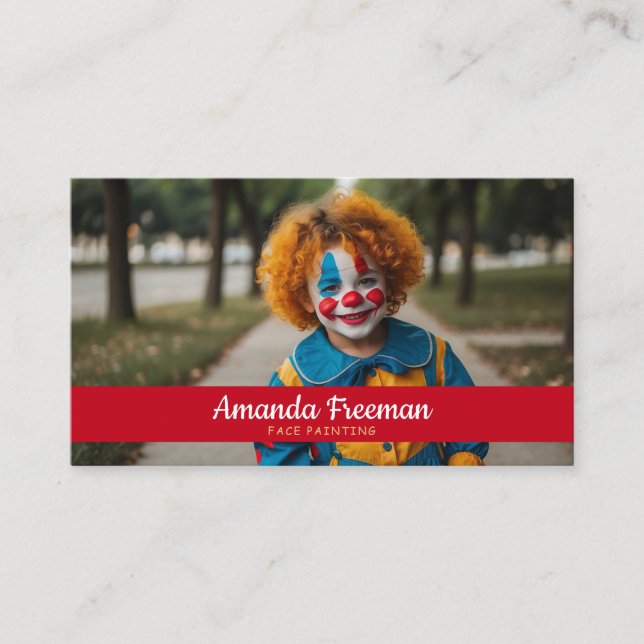 Playful Red and Yellow Kid Face Painter Business Card (Front)