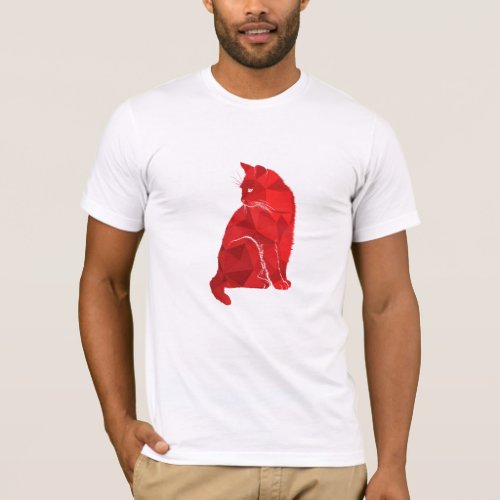 Playful Red Cat Graphic T_Shirt for Feline Lovers