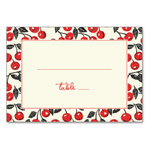 Playful Red Cherry Border Table Number
