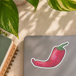 Playful Red Chile Pepper Illustration Sticker