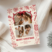 Playful Red Doodle 3 Photo Christmas