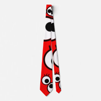 Playful Red Eye Doodle Pattern Neck Tie