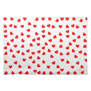 Playful red heart pattern cloth placemat