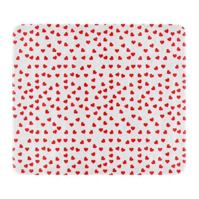 Playful red heart pattern cutting board (Front)